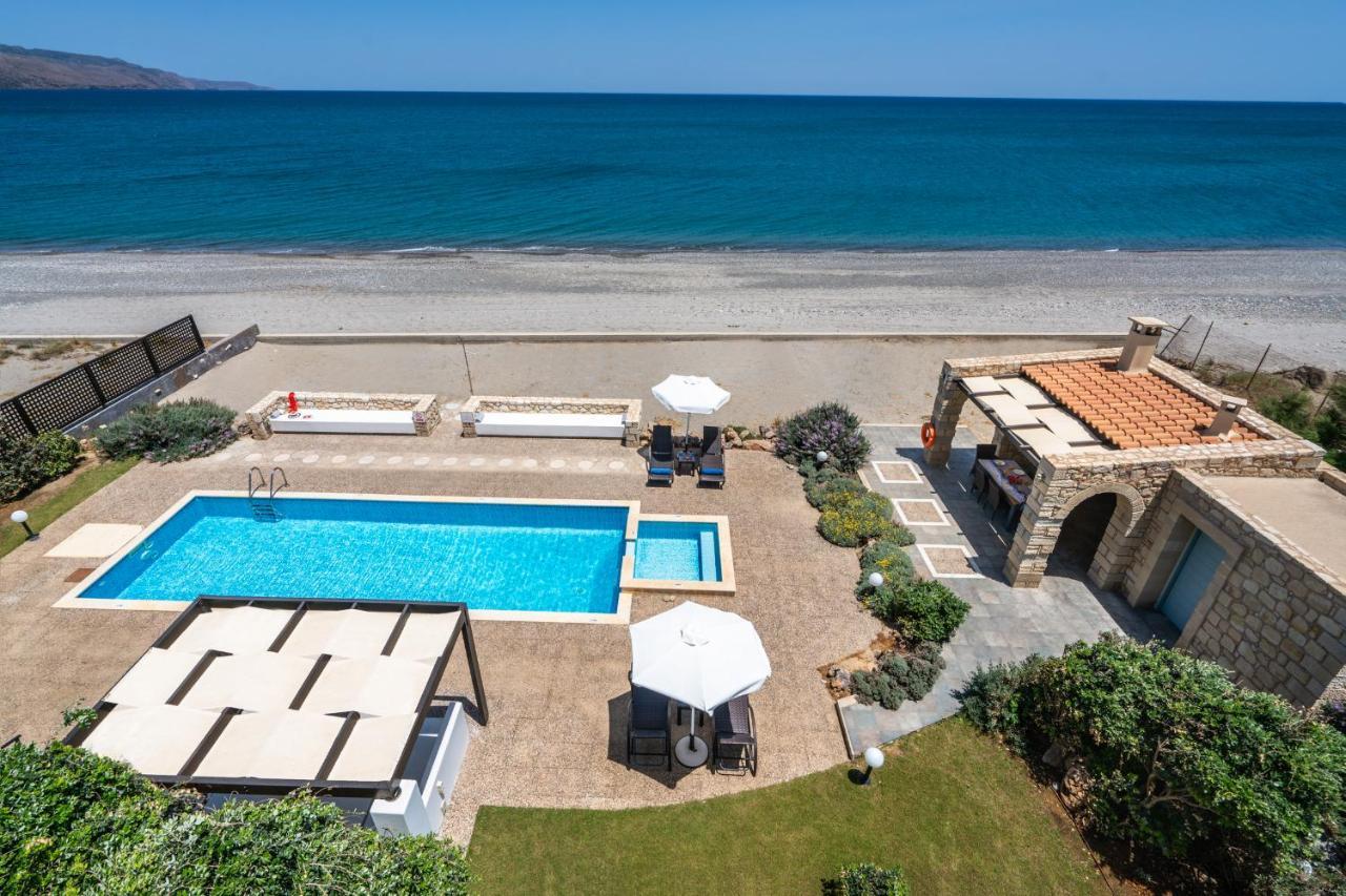 Beachfront Villa Turquoise With Private Pool, Bbq And Ping Pong Table Χανιά Εξωτερικό φωτογραφία